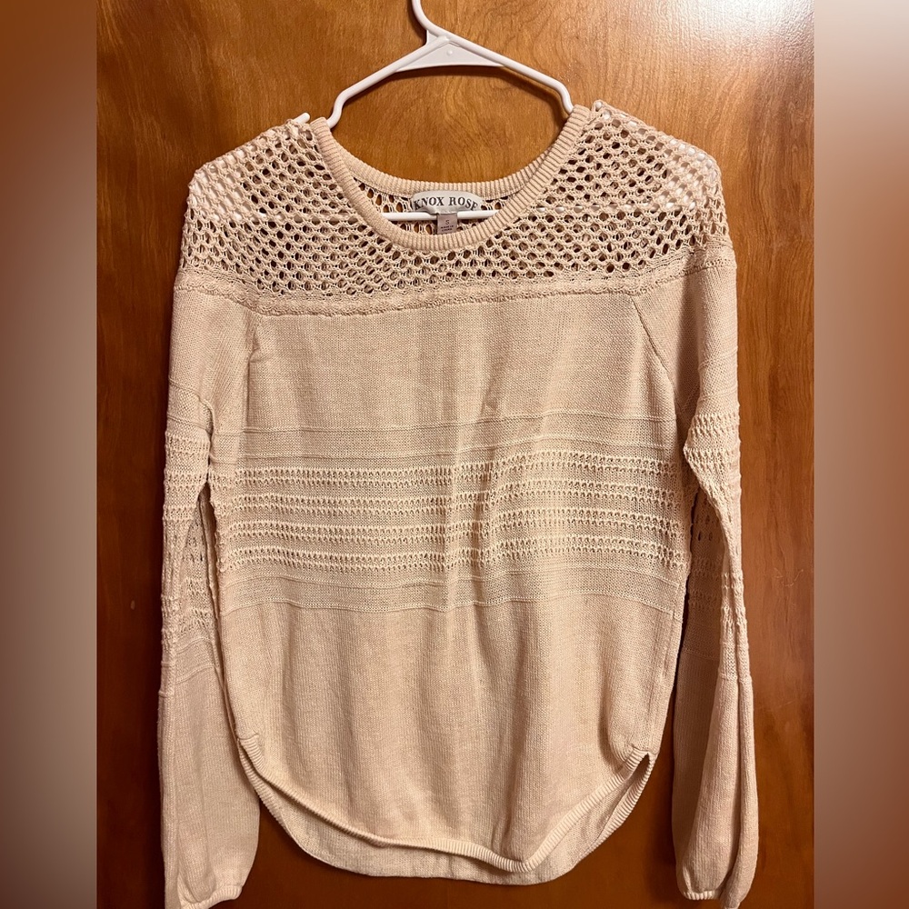 Knox Rose Beige Open-Knit Sweater